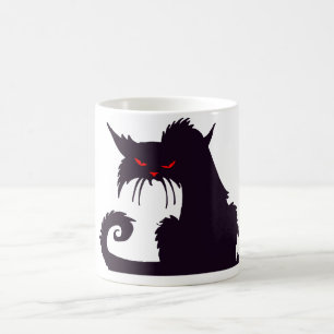 Mug Silhouette de chat noir malin avec yeux rouges