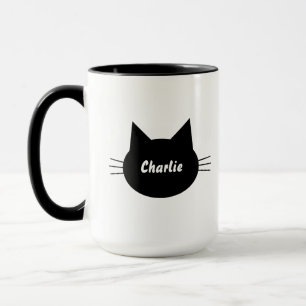 Mug Silhouette de Chat Noir Nom Personnalisé
