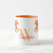 Mug Silhouette de cheval Flammes de feu Monogramme Nom (Centre)