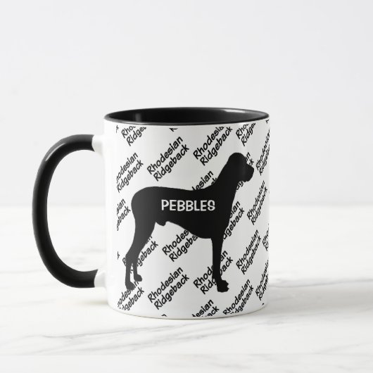 Mug Silhouette de chien Rhodesian Ridgeback sur mesure (Gauche)