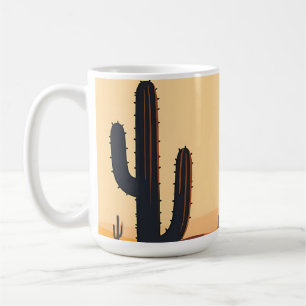 Mug Silhouette de coucher de soleil sur un cactus du d