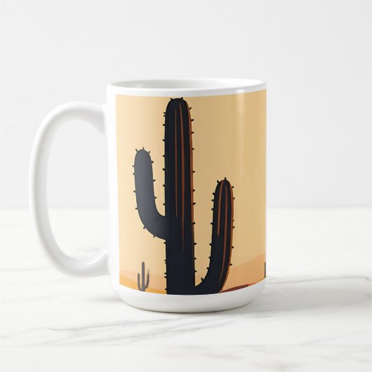 Mug Silhouette de coucher de soleil sur un cactus du d (Gauche)