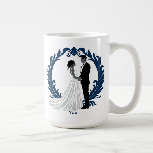Mug Silhouette de couple de mariés se tenant la main (Droite)