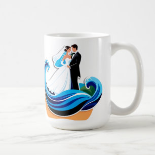 Mug Silhouette de couple de mariés se tenant la main
