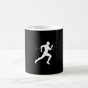 Mug Silhouette De Coureur Avec Ligne De Brise Cardiaqu