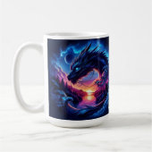 Mug Silhouette de dragon contre un coucher de soleil v (Gauche)