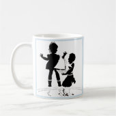 Mug silhouette de fille et garçon et bateau modèle (Gauche)