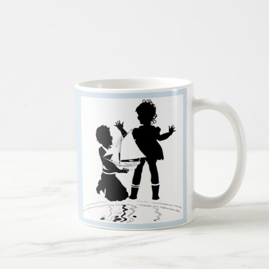 Mug silhouette de fille et garçon et bateau modèle (Droite)