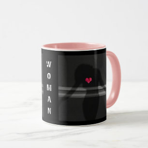 Mug Silhouette de la femme, Coeur des fleurs et amour