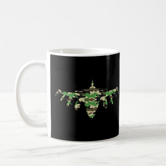 Mug Silhouette de l'avion de camouflage Military Jet (Gauche)