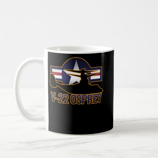 Mug Silhouette de l'avion militaire V22 Osprey avec US (Gauche)
