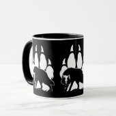 Mug Silhouette de loup et empreinte (Devant gauche)