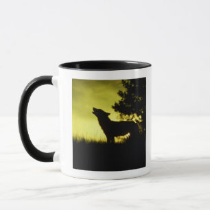Mug Silhouette de loup hurlant
