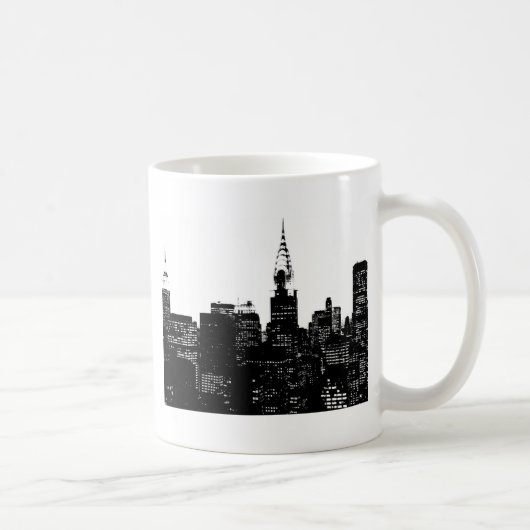 Mug Silhouette de New York noir et blanc (Droite)