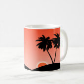 Mug Silhouette de palmier contre un coucher de soleil  (Devant droit)