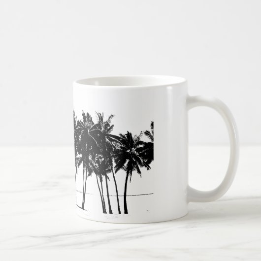 Mug Silhouette de palmiers blancs noirs (Droite)