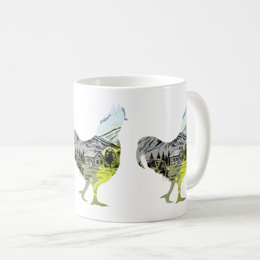 Mug silhouette de poulet avec conception agricole à l' (Devant droit)