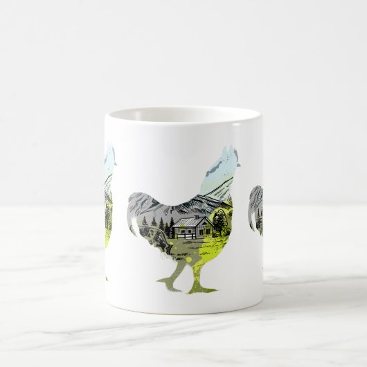 Mug silhouette de poulet avec conception agricole à l' (Centre)