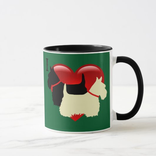 Mug Silhouette de Scottish Terrier noir/blé dans un cœ (Droite)