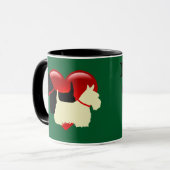 Mug Silhouette de Scottish Terrier noir/blé dans un cœ (Devant gauche)