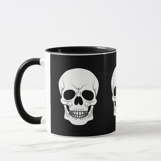 Mug Silhouette de tête de crâne noir et blanc Hallowee (Gauche)