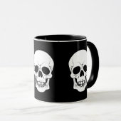 Mug Silhouette de tête de crâne noir et blanc Hallowee (Devant droit)