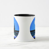Mug Silhouette de voilier contre ciel nocturne (Centre)