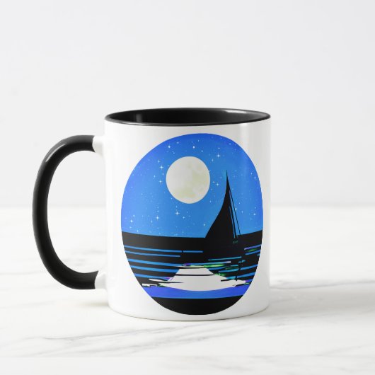 Mug Silhouette de voilier contre ciel nocturne (Gauche)