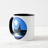 Mug Silhouette de voilier contre ciel nocturne (Devant gauche)