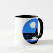 Mug Silhouette de voilier contre ciel nocturne (Devant droit)
