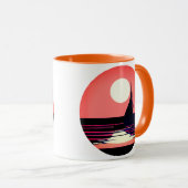 Mug Silhouette de voilier face au coucher de soleil or (Devant droit)