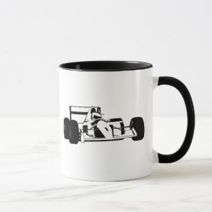 Mug Silhouette de voiture de course noir et blanc