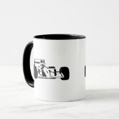 Mug Silhouette de voiture de course noir et blanc (Devant gauche)