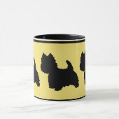 Mug Silhouette de Westie sur fond jaune (Centre)