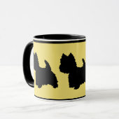 Mug Silhouette de Westie sur fond jaune (Devant gauche)