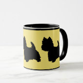 Mug Silhouette de Westie sur fond jaune (Devant droit)