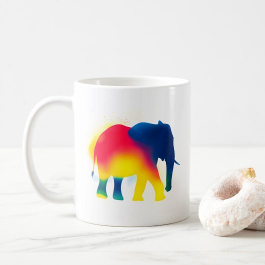 Mug Silhouette d'éléphant à peinture Spray minimaliste (Avec donut)