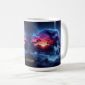 Mug Silhouette d'éléphant fusionnée avec un coucher de (Devant droit)