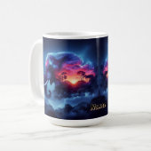 Mug Silhouette d'éléphant fusionnée avec un coucher de (Devant gauche)