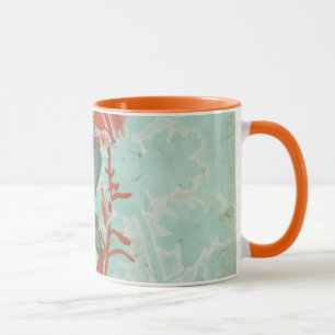 Mug Silhouette des fleurs rouges sur l'arrière - plan