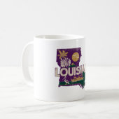 Mug Silhouette d'état rétro de Louisiane (Devant gauche)