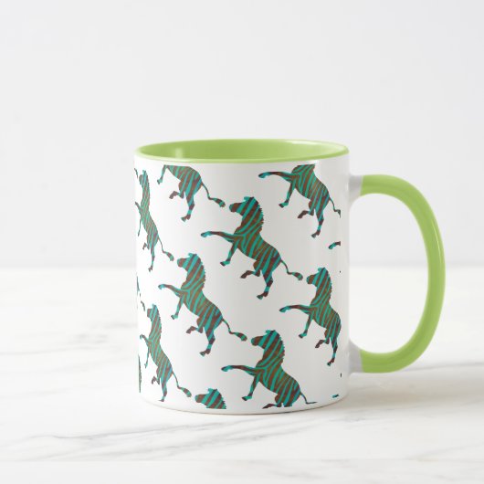 Mug Silhouette d'impression Brown et Turquoise Zebra (Droite)