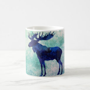 Mug Silhouette d'orignal bleu céleste
