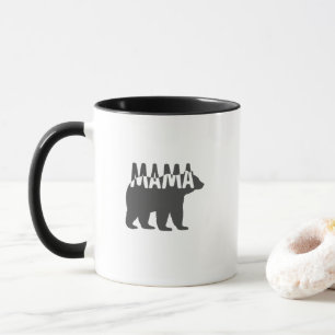 Mug Silhouette d'ours maman noir et blanc
