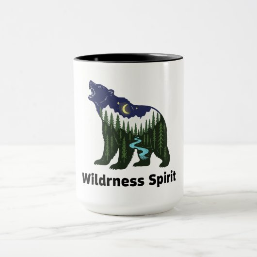 Mug Silhouette d'ours sauvage | Forêt rustique (Centre)