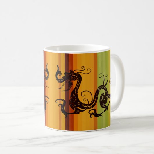 Mug Silhouette Dragon Tribal Asiatique (Devant droit)