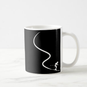 Mug Silhouette drôle de skieur piste de ski poudreuse