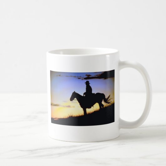 Mug Silhouette du coucher de soleil de cowboy occident (Droite)