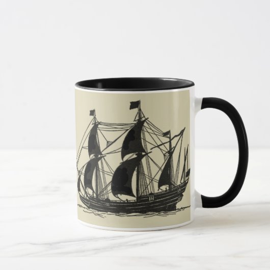 Mug Silhouette du navire avec voiles de billage (Droite)