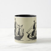 Mug Silhouette du navire avec voiles de billage (Centre)